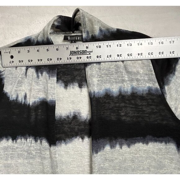 Sisters Womens Black & Gray Tie-Dye Knit Open Front Duster Cardigan Sweater XL - Picture 5 of 7